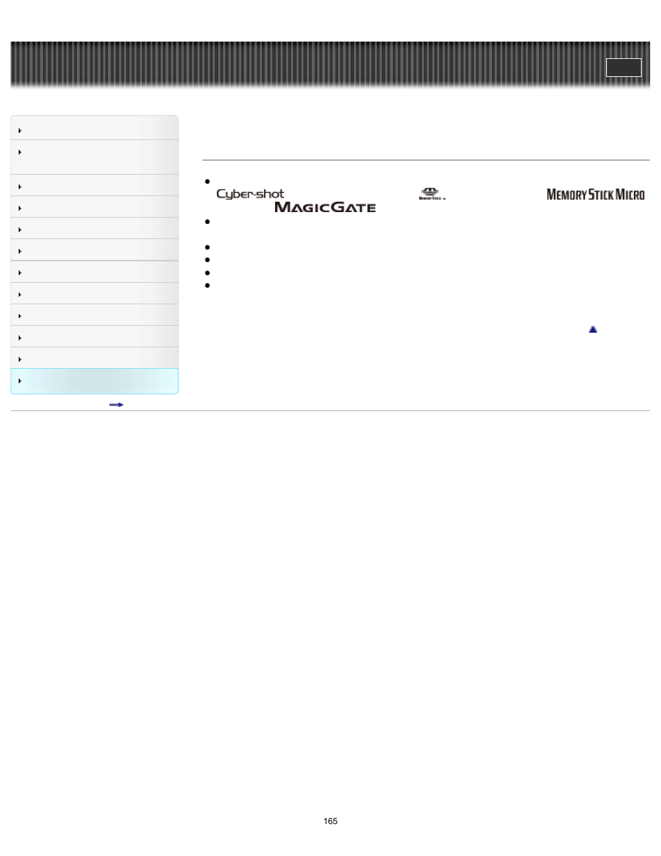 Trademarks, Cyber-shot user guide | Sony DSC-TF1 User Manual | Page 165 / 165