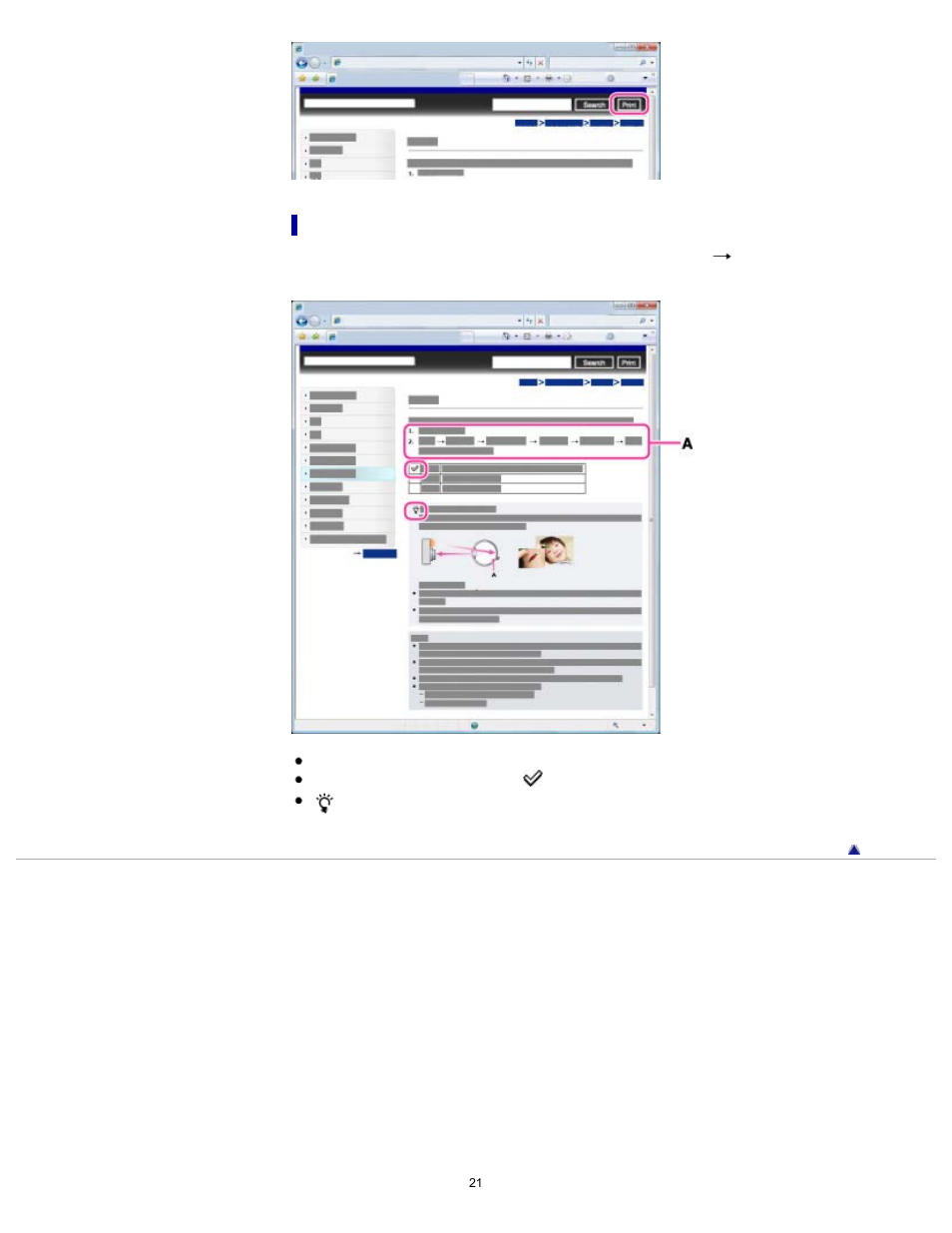 Marks and notations used in this user guide | Sony DSC-TF1 User Manual | Page 21 / 165
