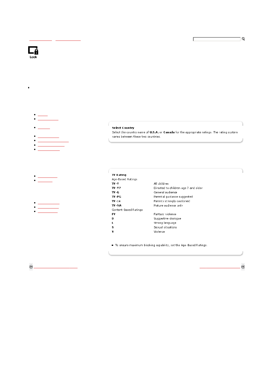 Using the parental lock, Custom rating system chart | Sony KDL-46S5100 User Manual | Page 126 / 178