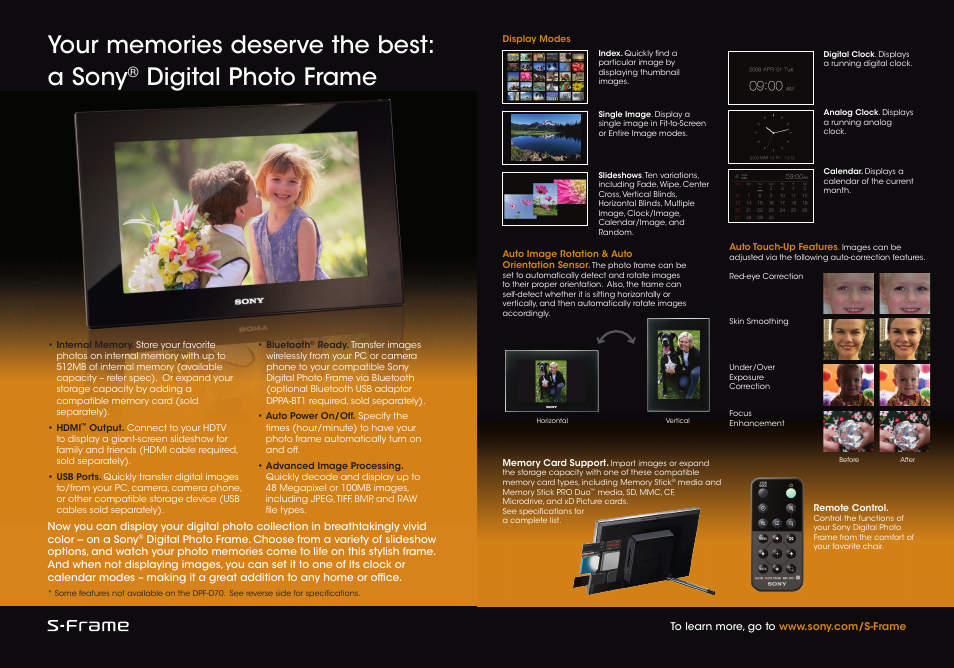 Digital photo frame | Sony DPF-V900 User Manual | Page 2 / 3