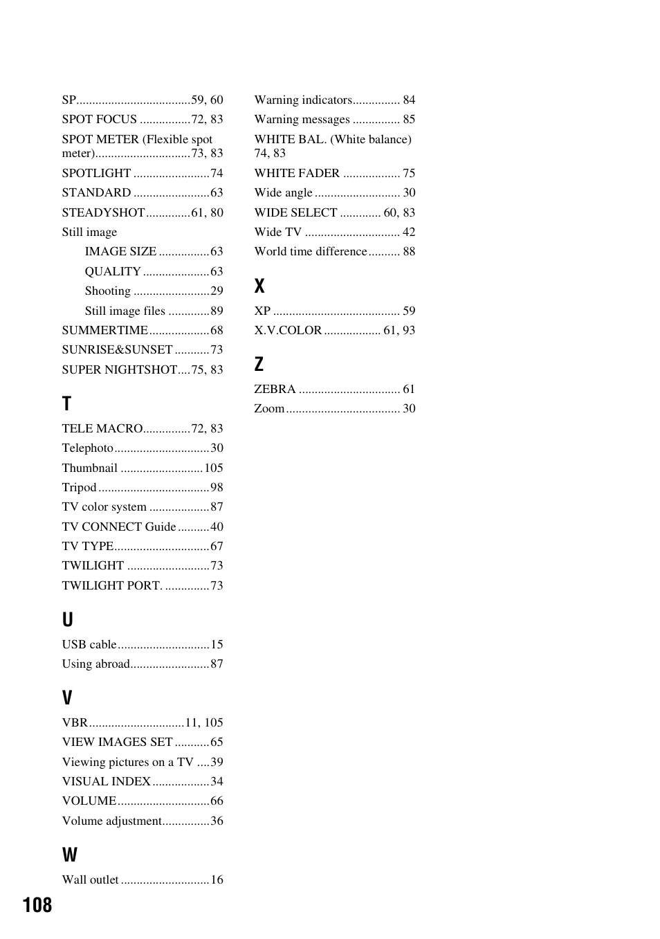 Sony HDR-CX7 User Manual | Page 108 / 109