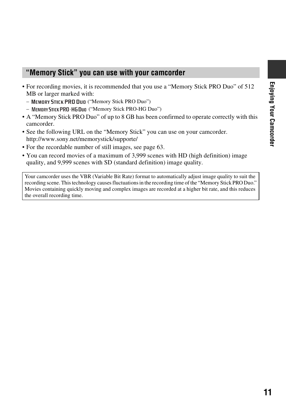 Sony HDR-CX7 User Manual | Page 11 / 109