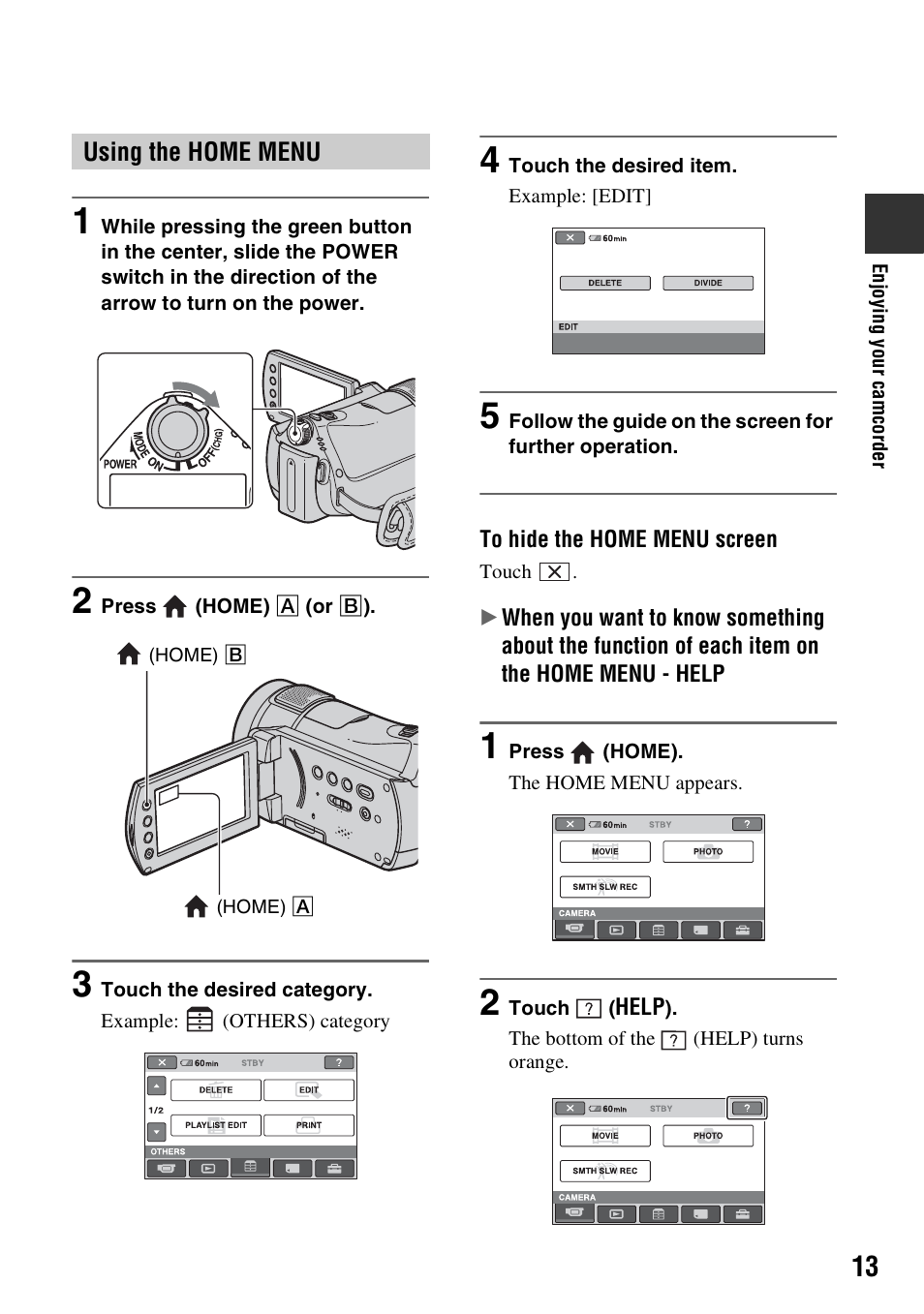 Em (p. 13) | Sony HDR-CX7 User Manual | Page 13 / 109
