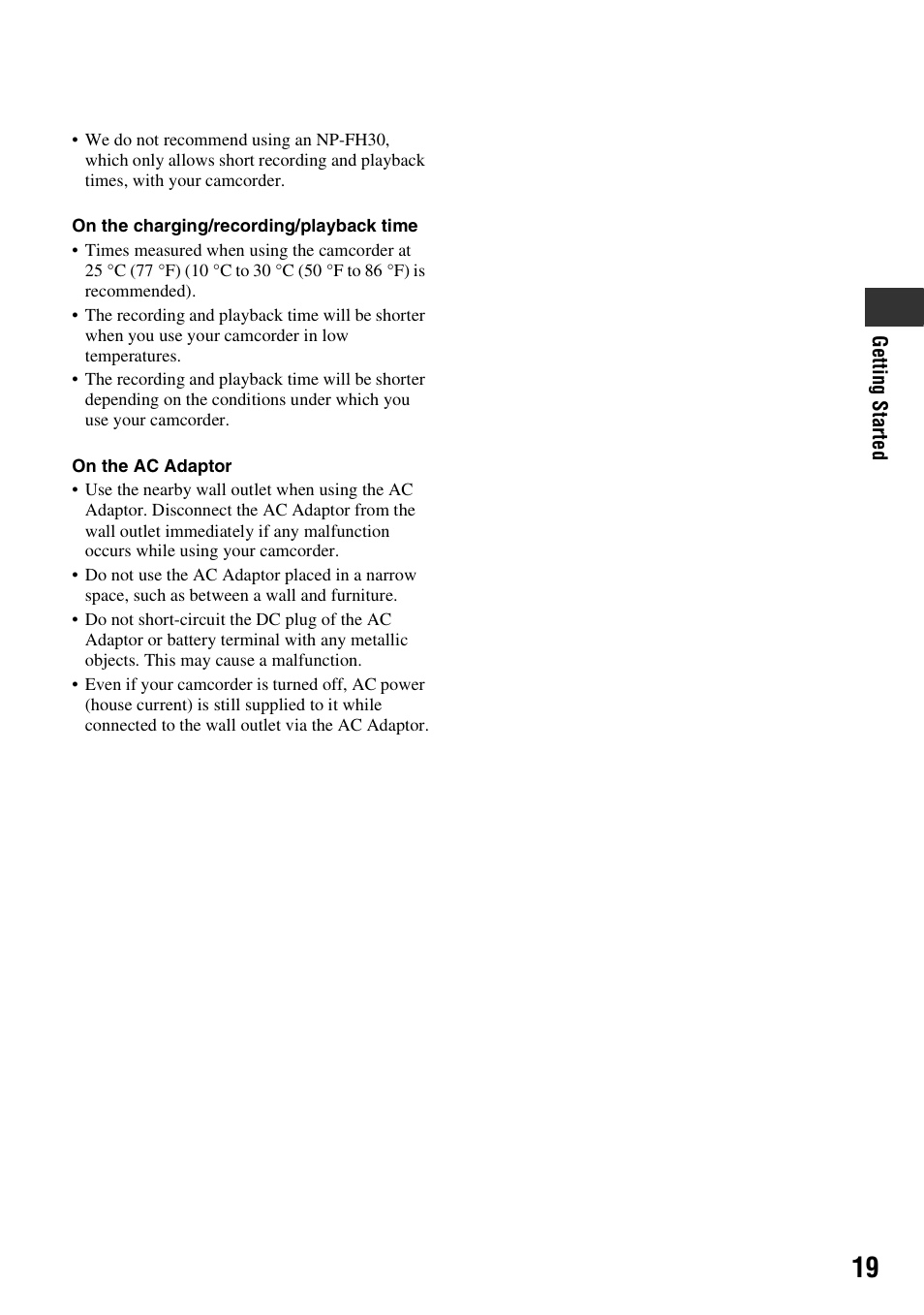Sony HDR-CX7 User Manual | Page 19 / 109