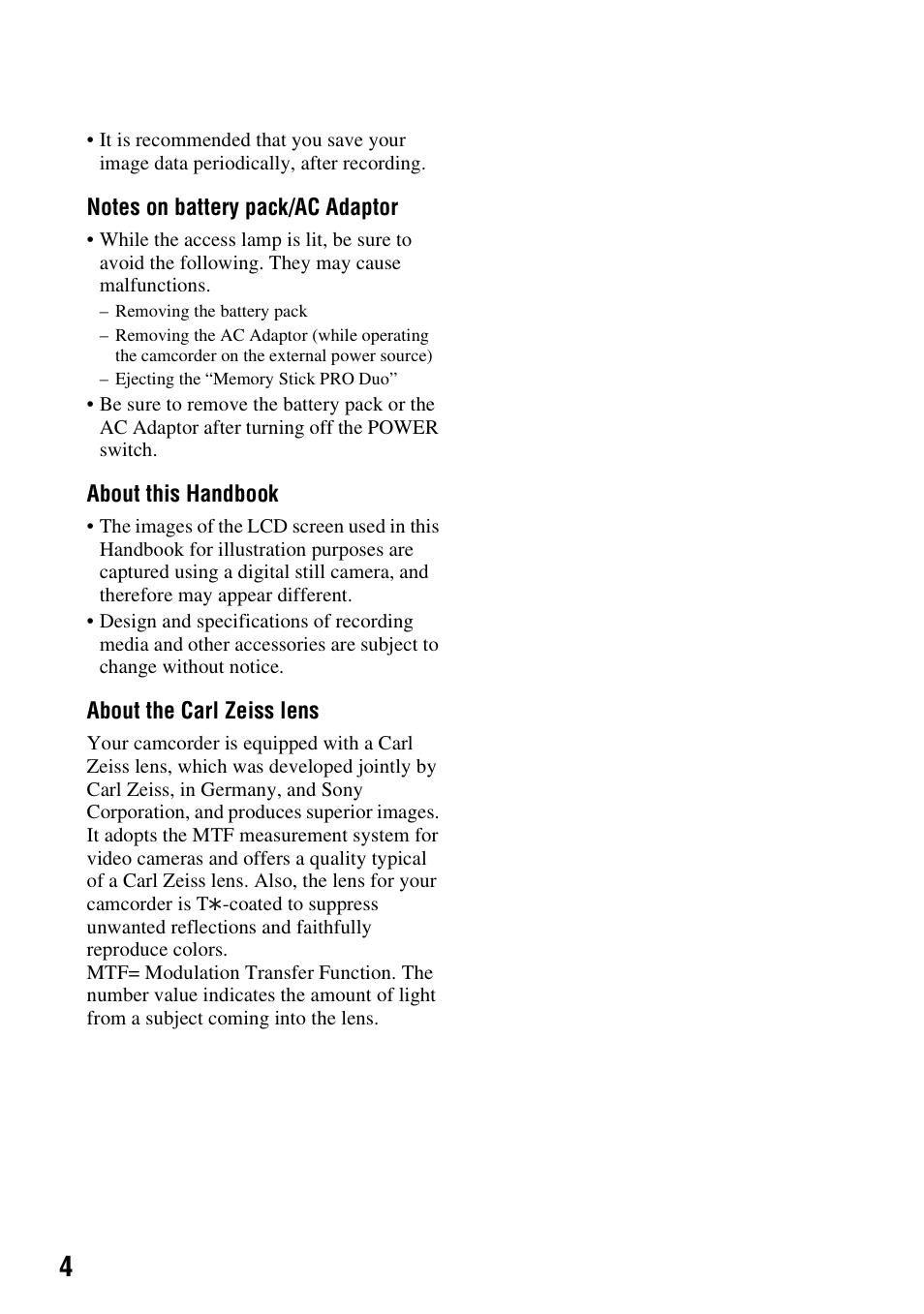 Sony HDR-CX7 User Manual | Page 4 / 109