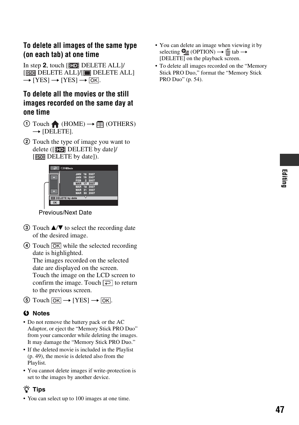 Sony HDR-CX7 User Manual | Page 47 / 109