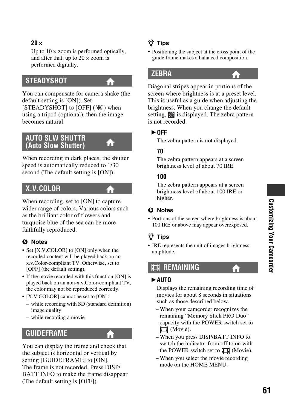 Sony HDR-CX7 User Manual | Page 61 / 109