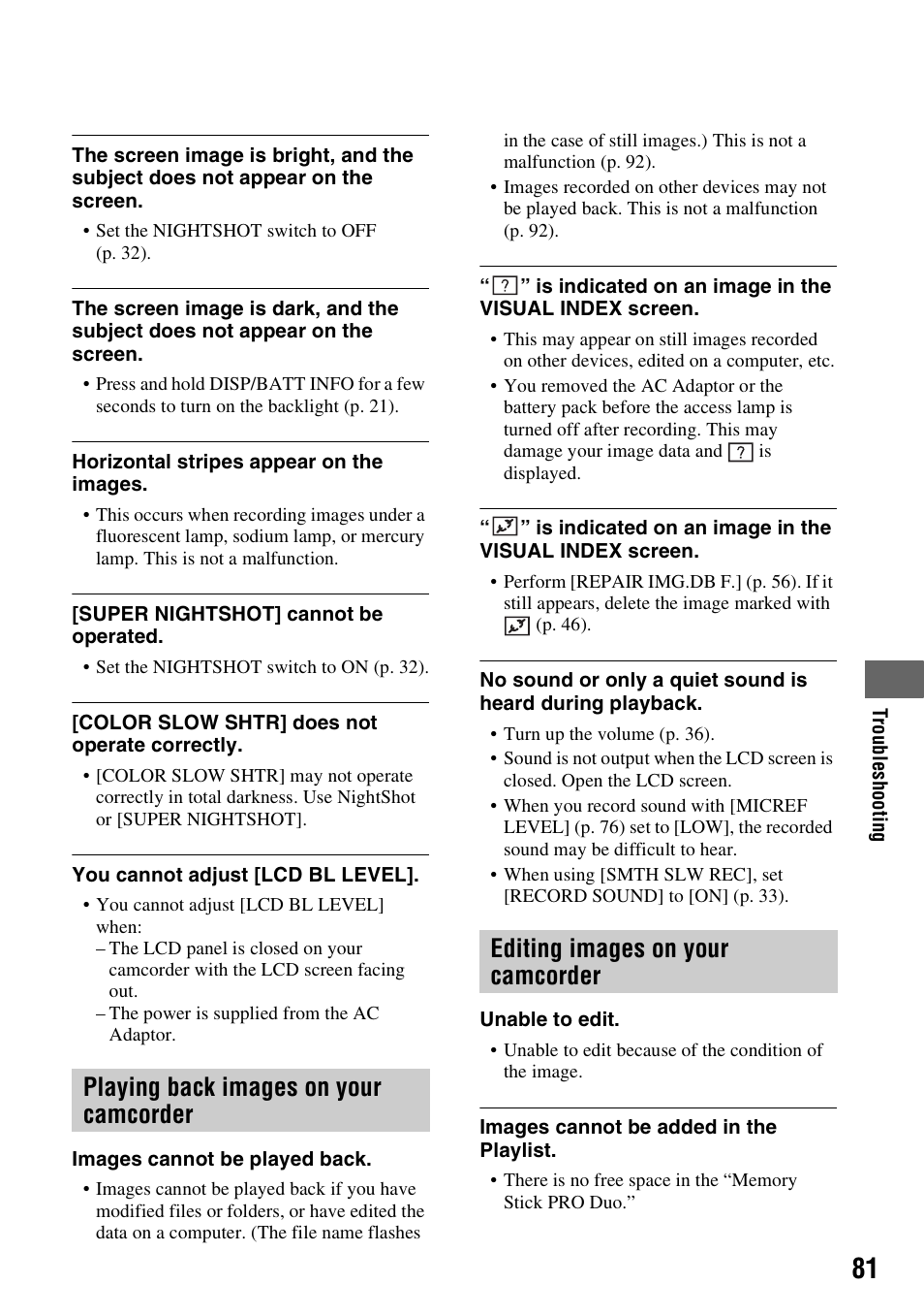 Playing back images on your, Camcorder, Editing images on your camcorder | Sony HDR-CX7 User Manual | Page 81 / 109