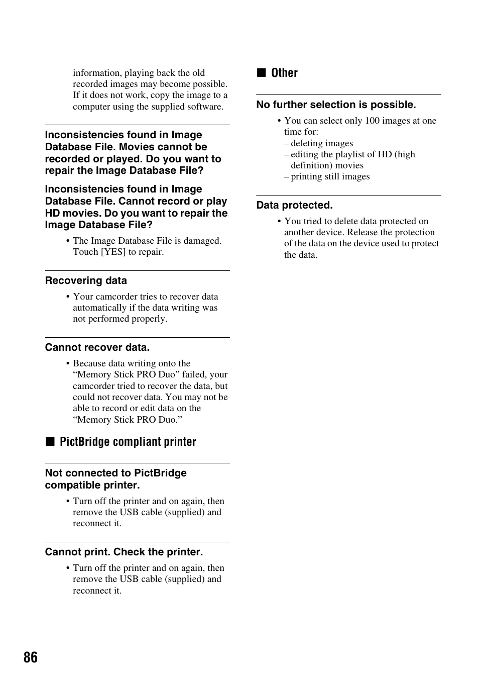 Sony HDR-CX7 User Manual | Page 86 / 109