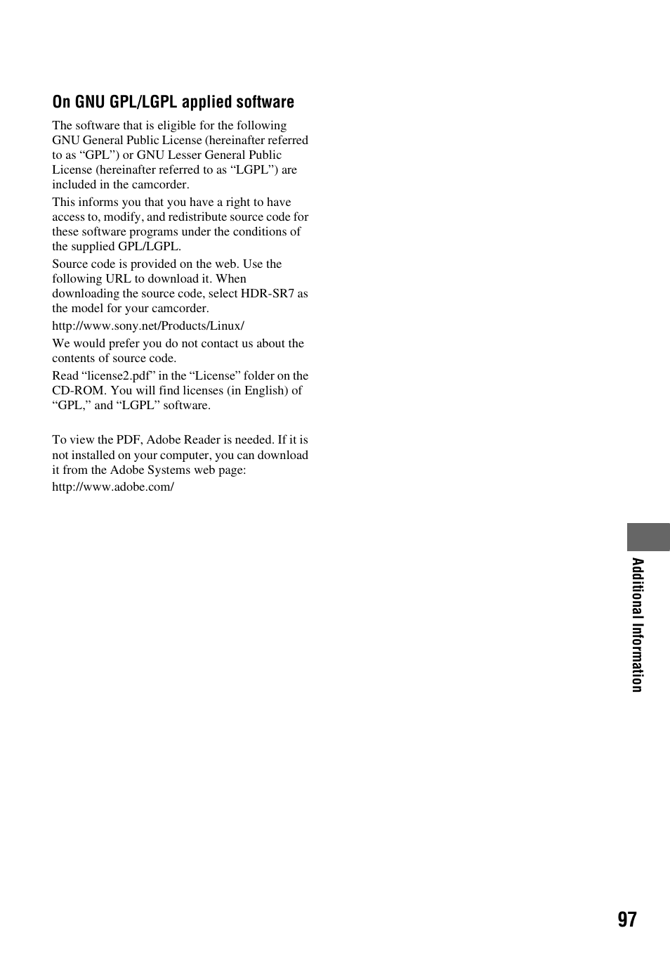 Sony HDR-CX7 User Manual | Page 97 / 109
