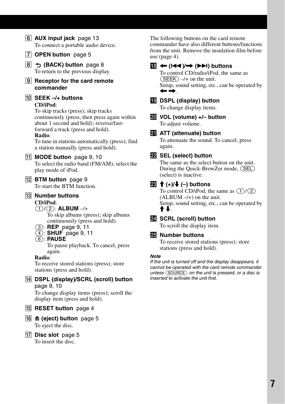 Sony CDX-GT62IPW User Manual | Page 7 / 44