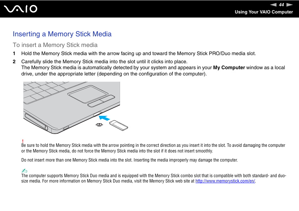 Sony VGN-FJ370P User Manual | Page 44 / 167