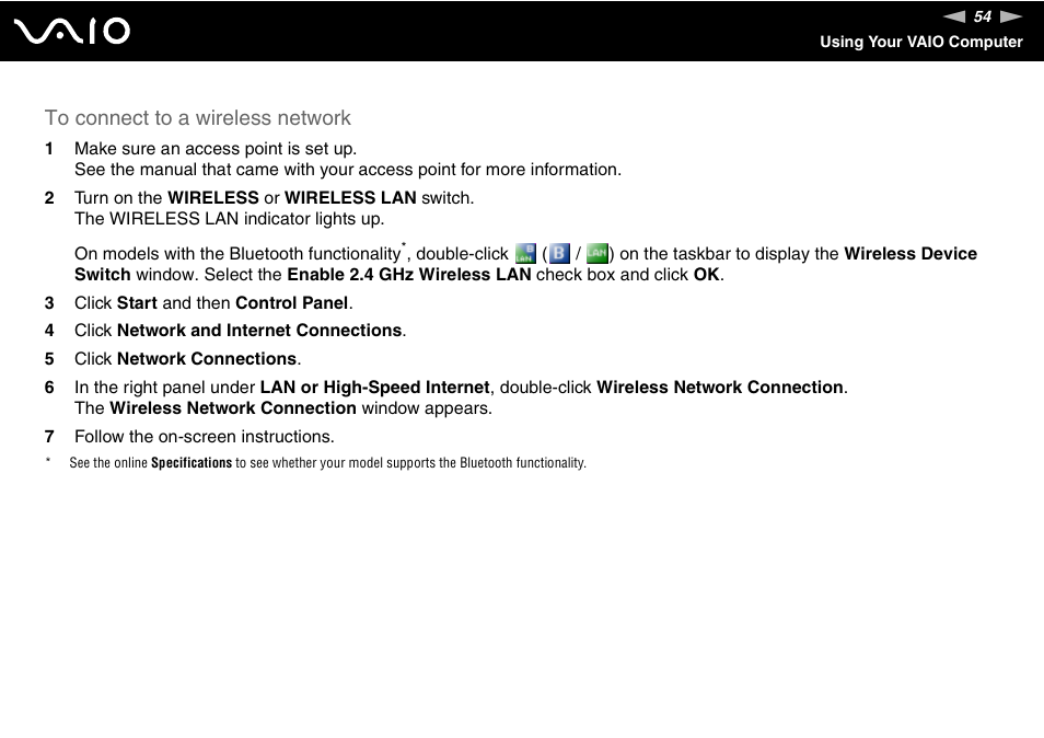 Sony VGN-FJ370P User Manual | Page 54 / 167