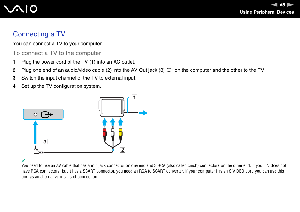 Connecting a tv | Sony VGN-FJ370P User Manual | Page 66 / 167