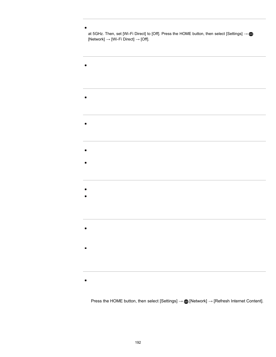 Poor picture on internet video, Small picture on internet video, Apps are inaccessible | Sony XBR-55X900A User Manual | Page 192 / 211