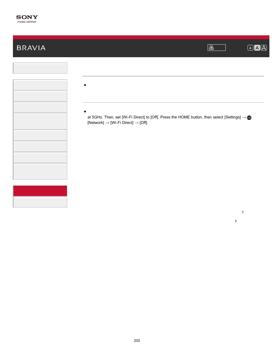 Wi-fi 5ghz symptoms | Sony XBR-55X900A User Manual | Page 202 / 211