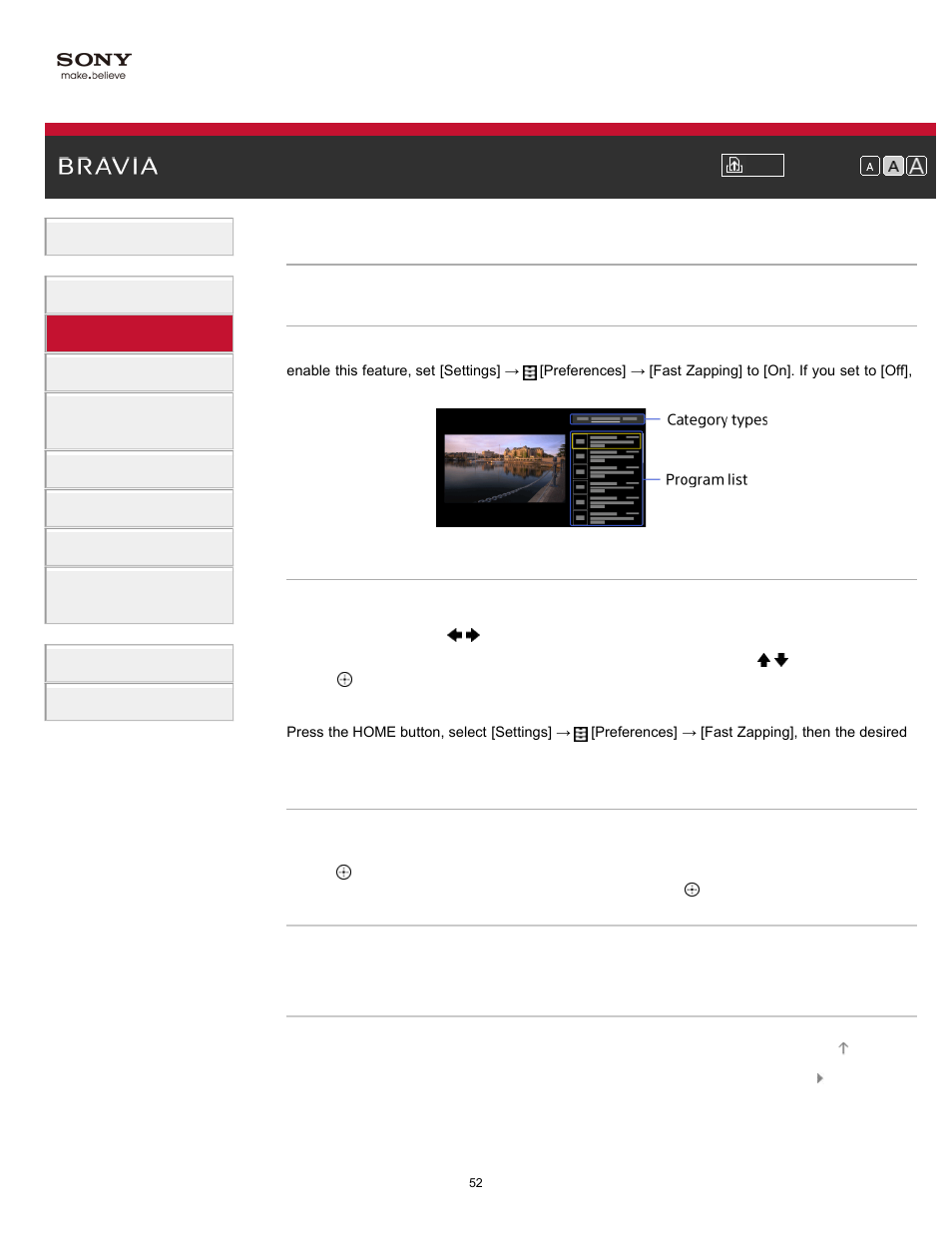 Selecting channels by the ch +/- buttons, Media | Sony XBR-55X900A User Manual | Page 52 / 211