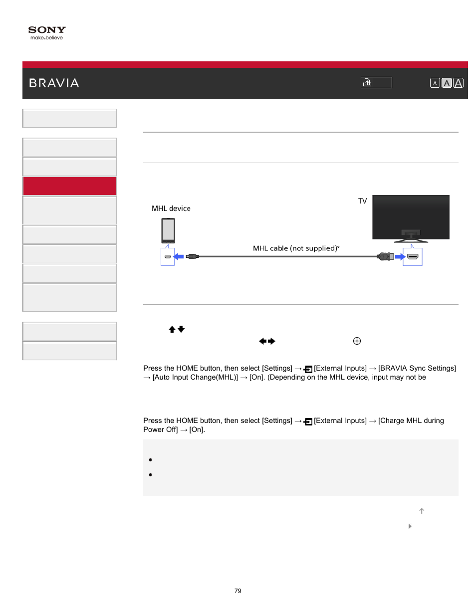 Mhl device | Sony XBR-55X900A User Manual | Page 79 / 211