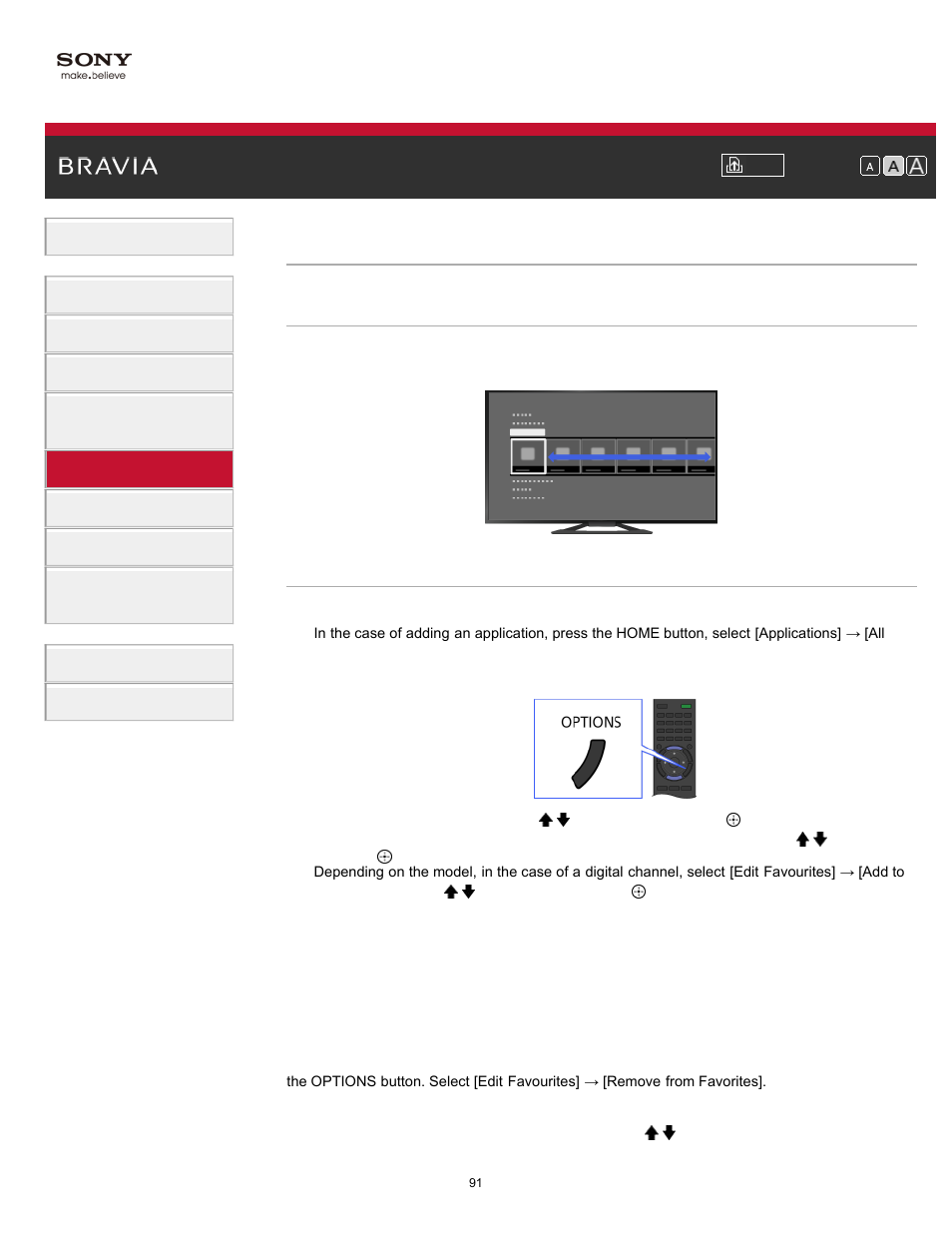 Adding to favorites | Sony XBR-55X900A User Manual | Page 91 / 211