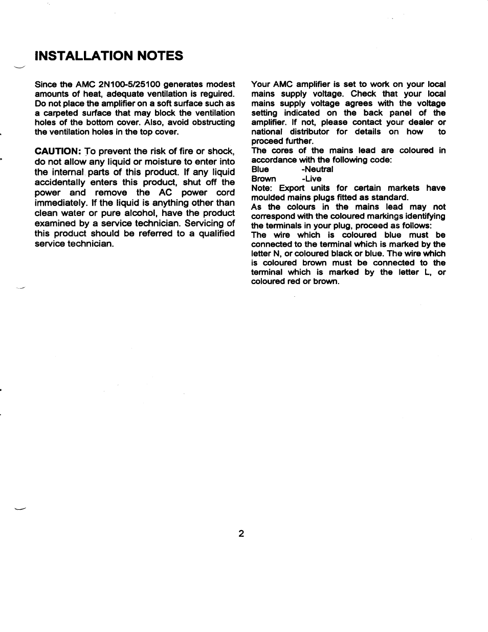 Installation notes | AMC 2N100-5 User Manual | Page 3 / 8