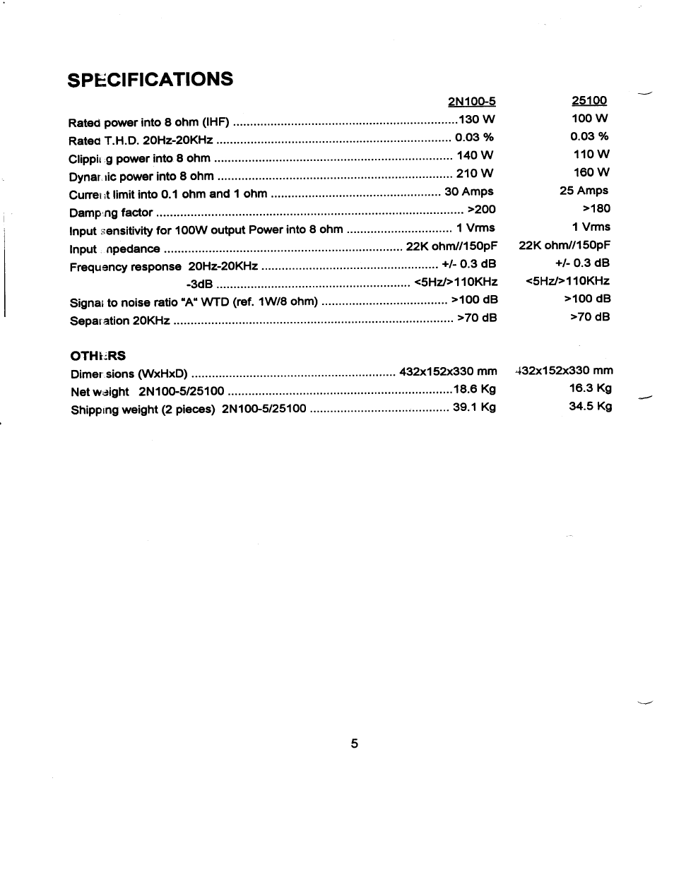 Specifications | AMC 2N100-5 User Manual | Page 6 / 8