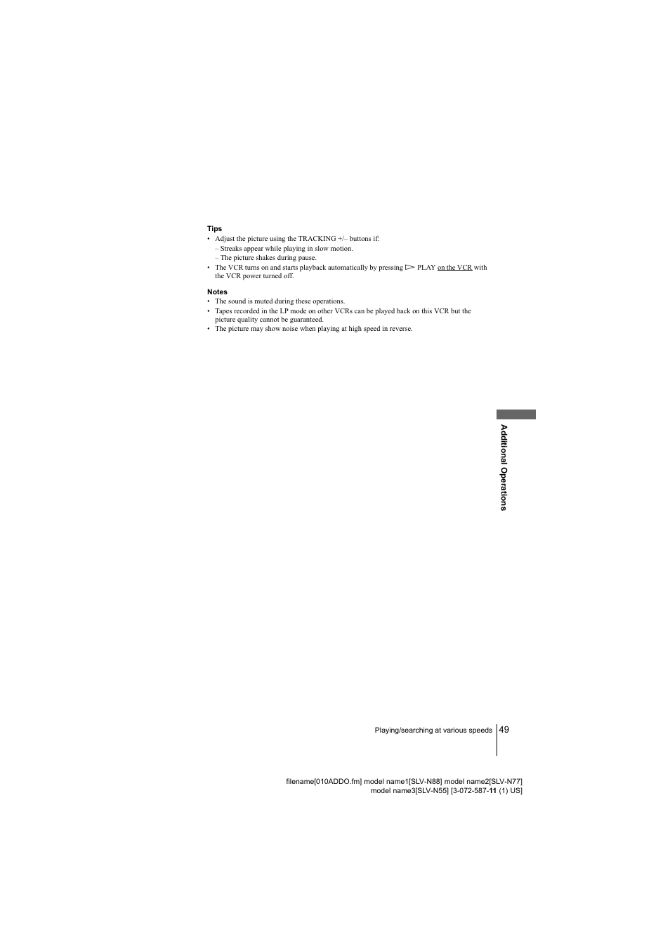 Sony SLV-N88 User Manual | Page 49 / 72