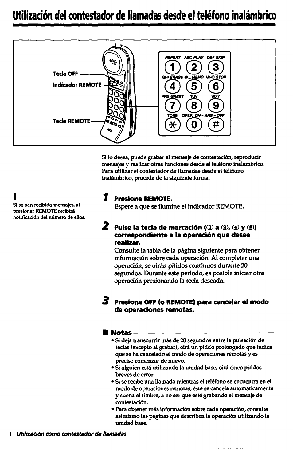 F presione remote, Notas, I) @ (1) | Sony SPP-A5000 User Manual | Page 100 / 108