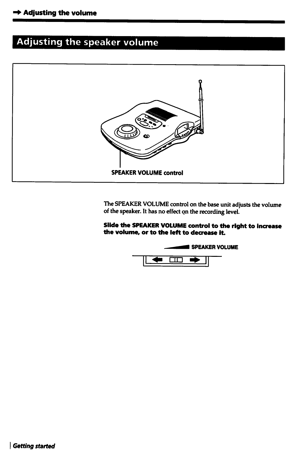 Adjusting the speaker volume | Sony SPP-A5000 User Manual | Page 24 / 108