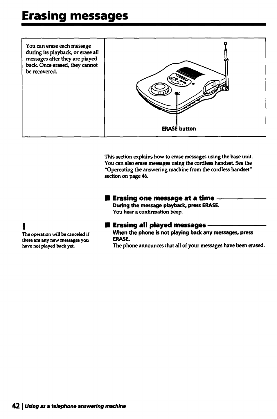 Erasing messages | Sony SPP-A5000 User Manual | Page 42 / 108