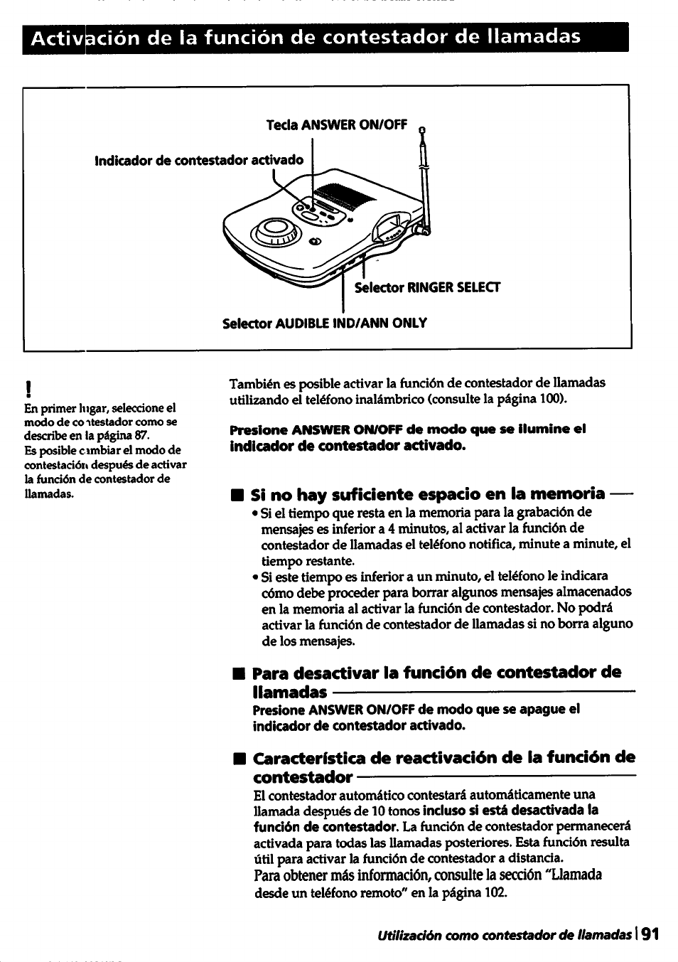 Indicador de contestador activado | Sony SPP-A5000 User Manual | Page 91 / 108