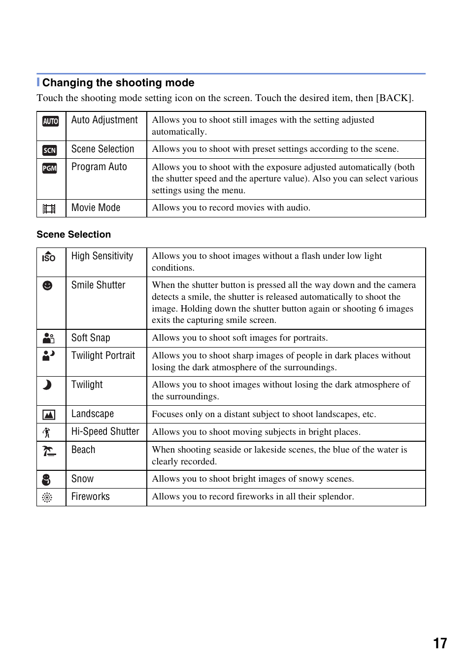 Sony DSC-T200 User Manual | Page 17 / 40
