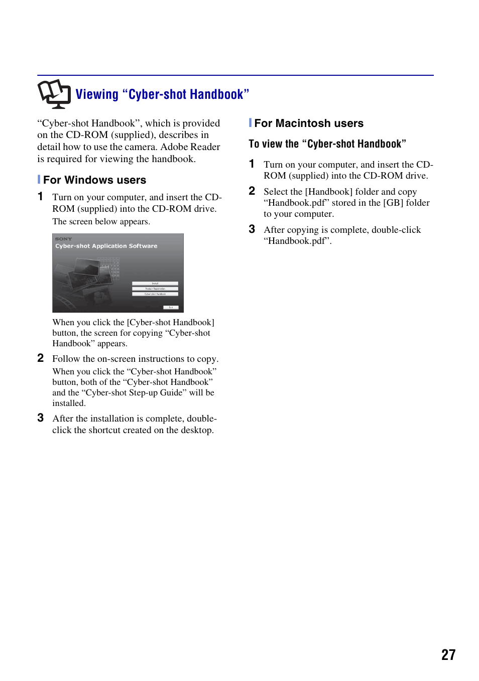 Viewing “cyber-shot handbook | Sony DSC-T200 User Manual | Page 27 / 40