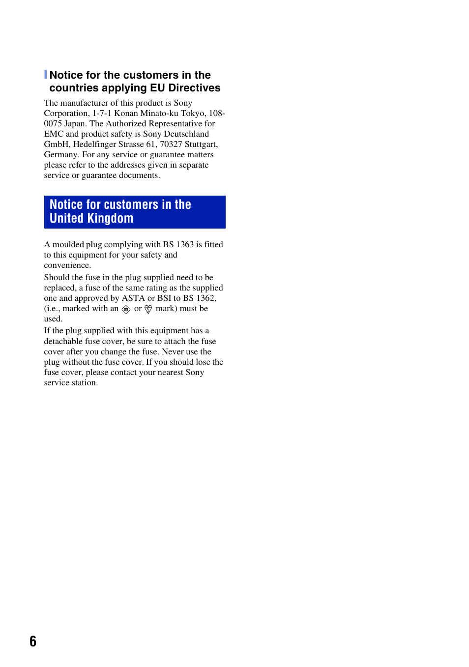Notice for customers in the united kingdom | Sony DSC-T200 User Manual | Page 6 / 40