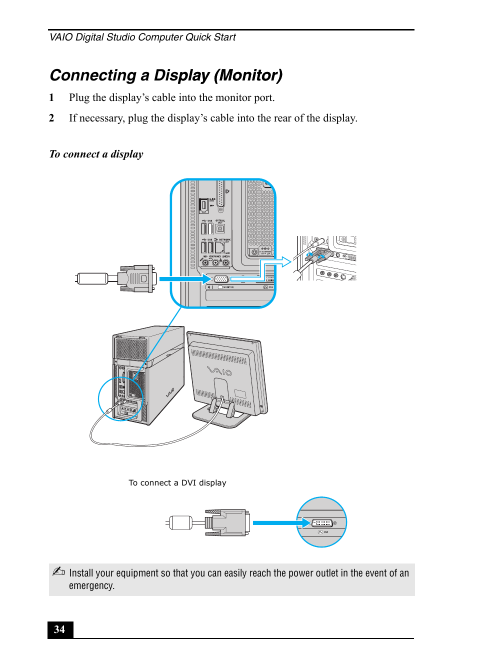 Connecting a display (monitor) play (monitor) | Sony VGC-RA710G User Manual | Page 34 / 80