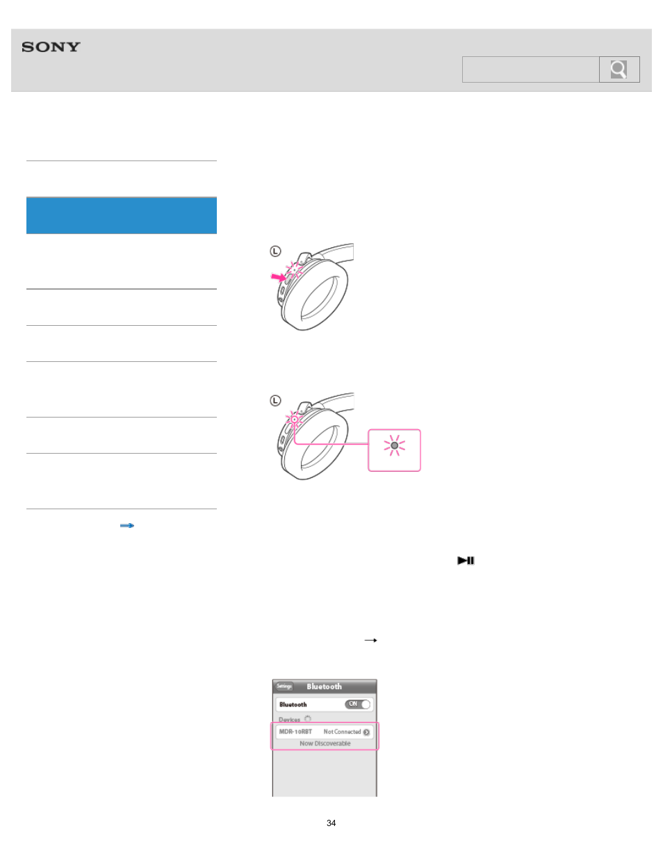 Connecting with a paired iphone, Connecting with a paired, Iphone | Help guide | Sony MDR-10RBT User Manual | Page 34 / 77