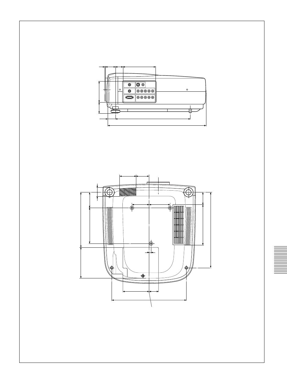 Base lateral | Sony VPL-VW12HT User Manual | Page 145 / 148