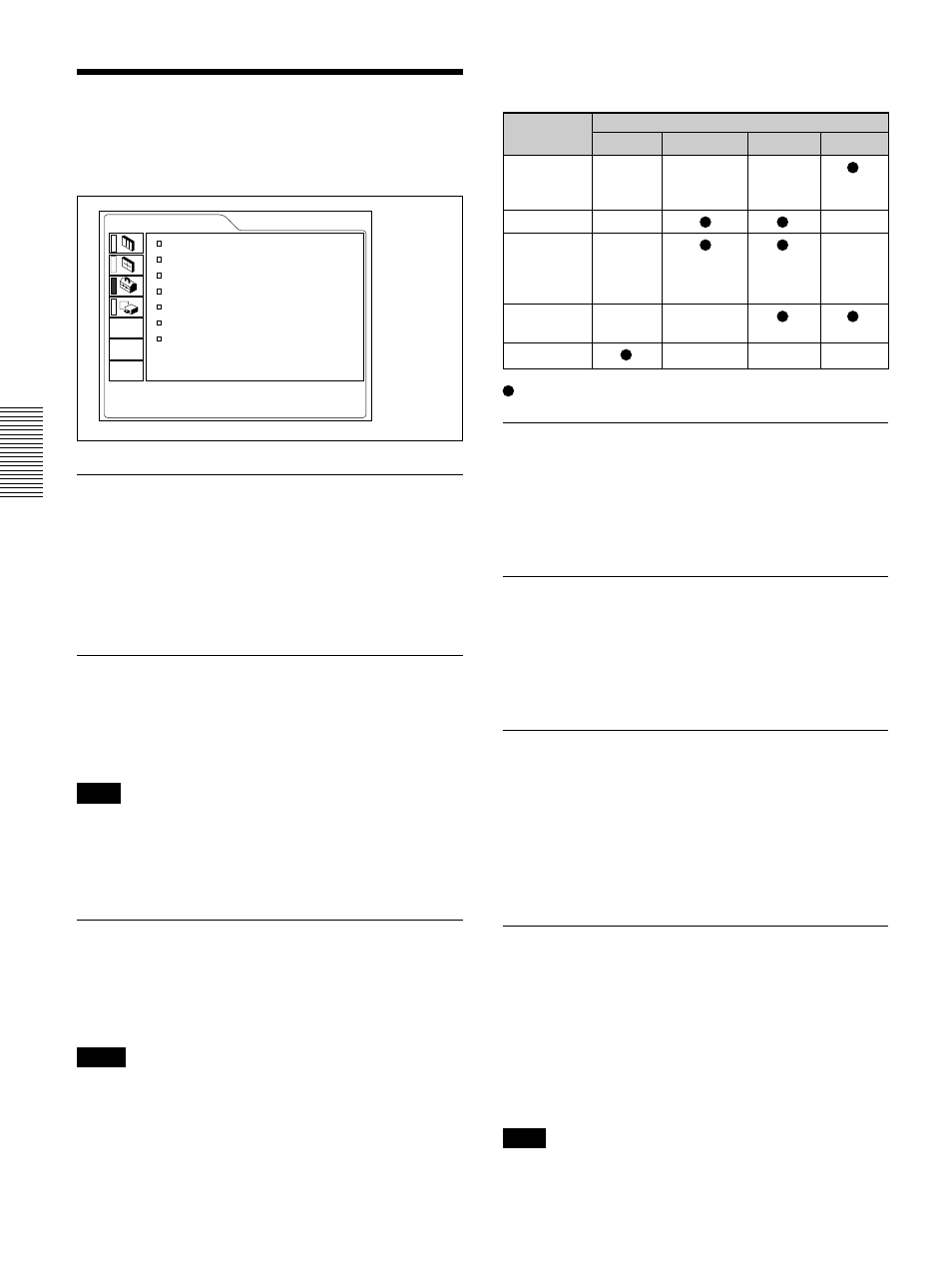 The set setting menu, Status (on-screen display), Input-a | Input-b, Language, Power saving, Sircs receiver, Cine motion | Sony VPL-VW12HT User Manual | Page 30 / 148