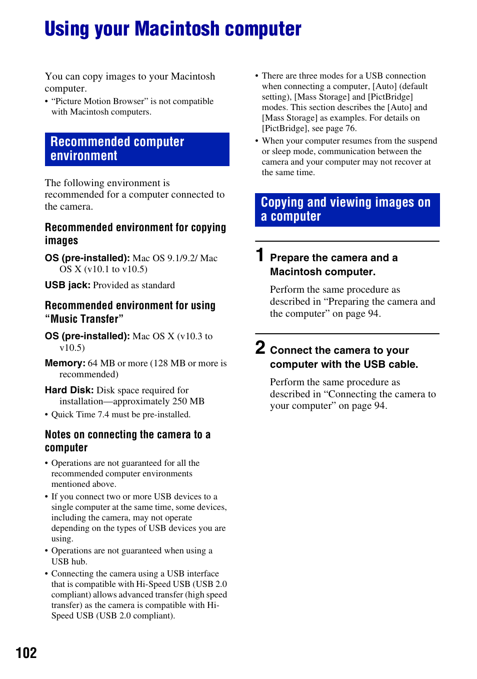 Using your macintosh computer | Sony DSC-T500 User Manual | Page 102 / 135