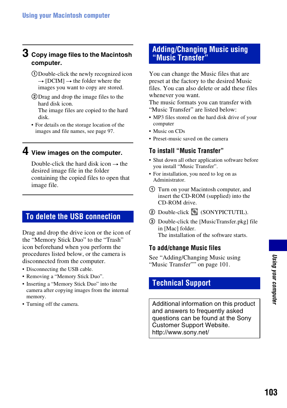 Sony DSC-T500 User Manual | Page 103 / 135