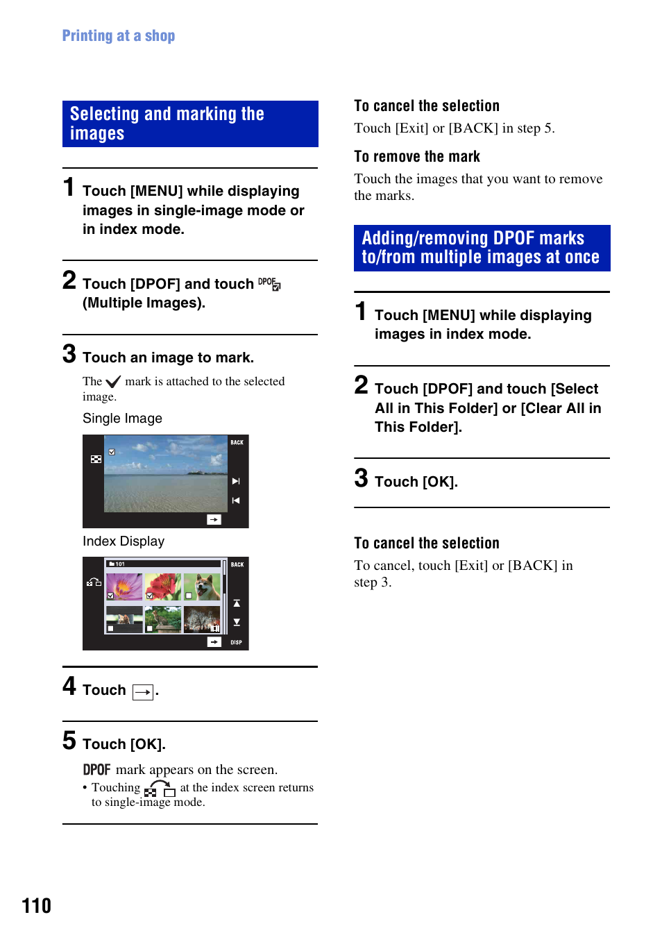 Sony DSC-T500 User Manual | Page 110 / 135