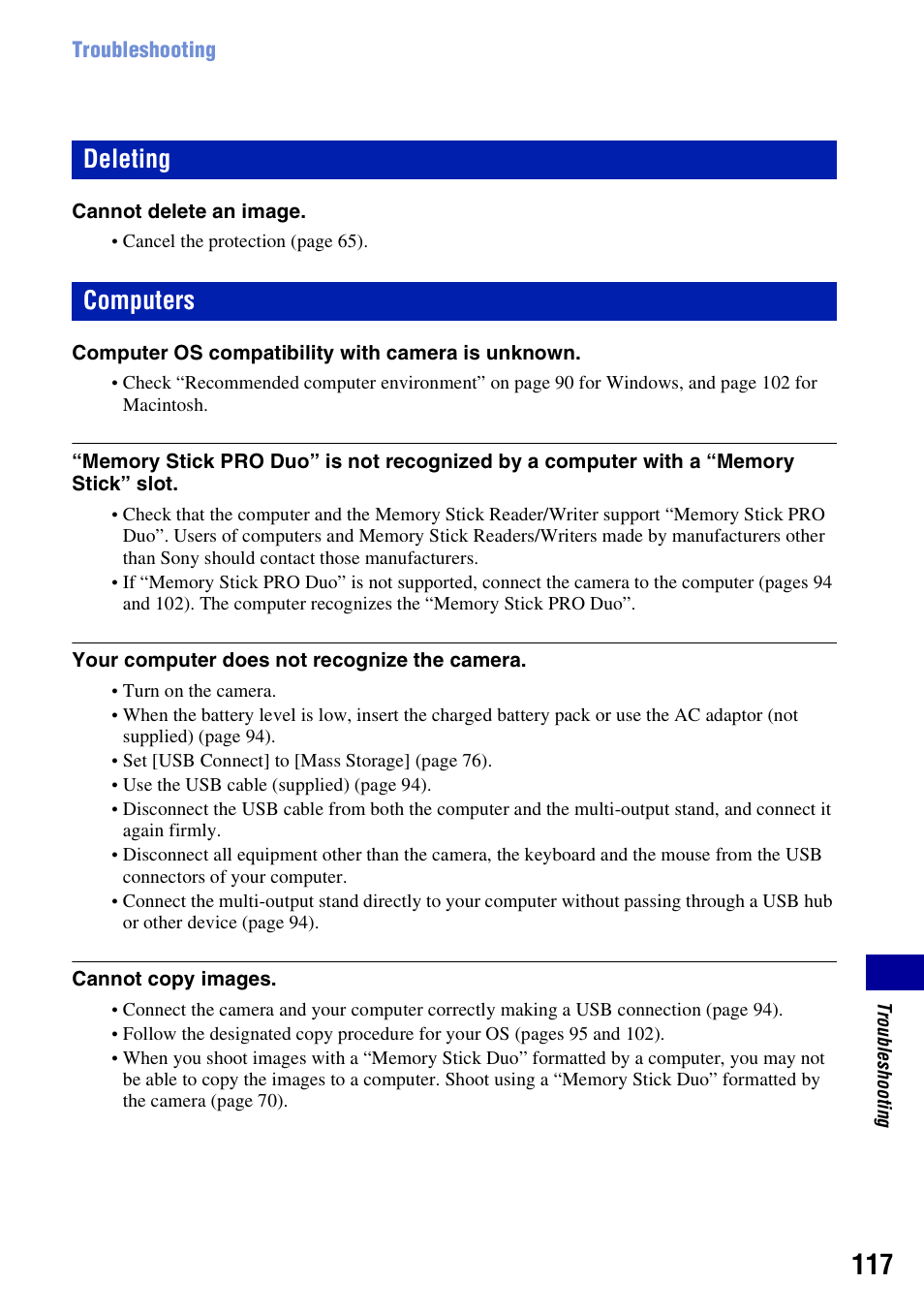 Deleting, Computers, Deleting computers | Sony DSC-T500 User Manual | Page 117 / 135