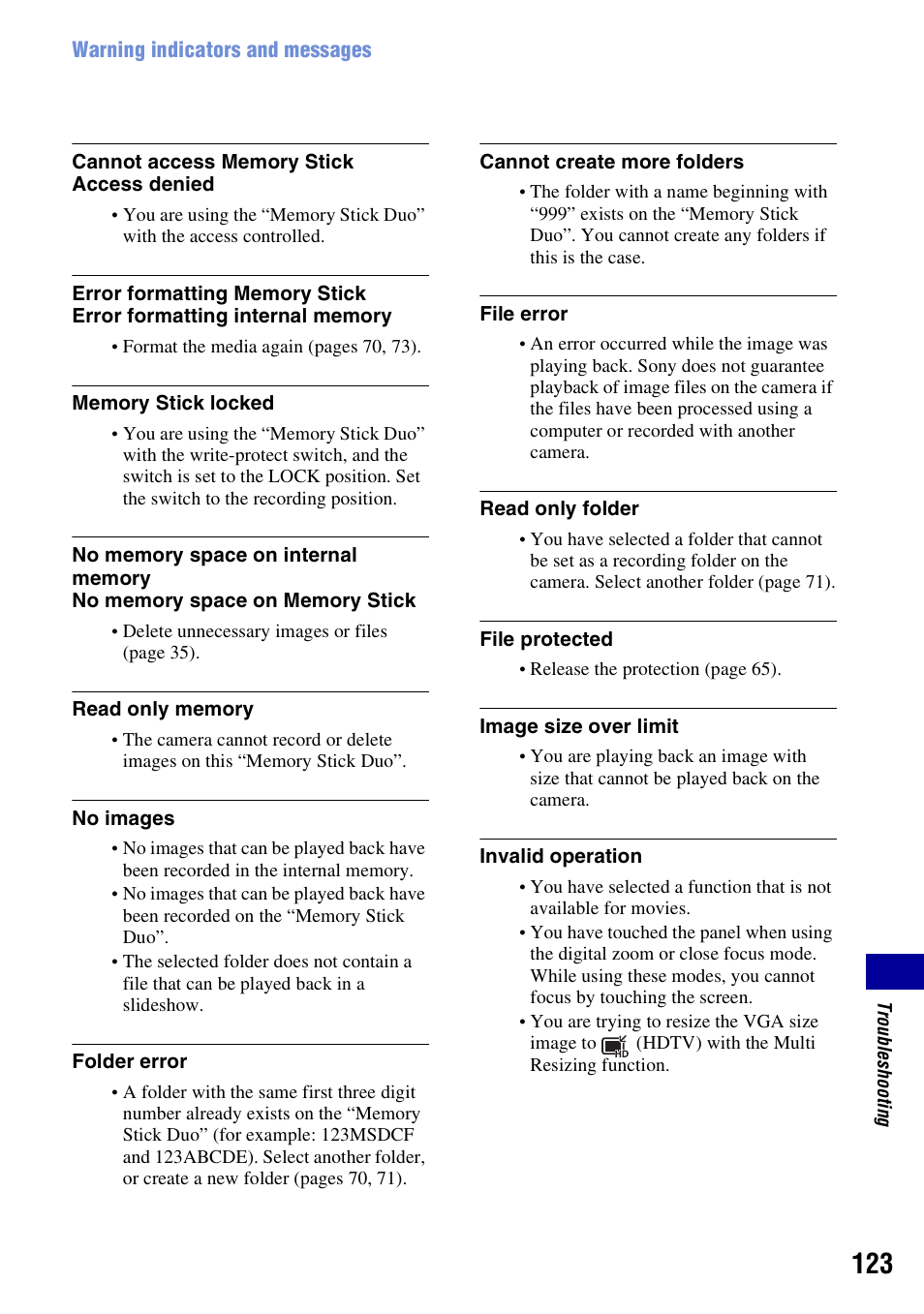 Sony DSC-T500 User Manual | Page 123 / 135