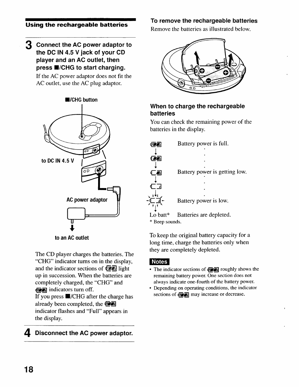 Notes | Sony D-EJ616CK User Manual | Page 18 / 24