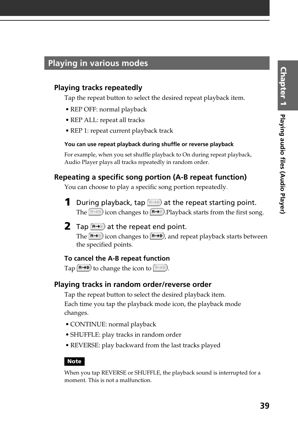 Playing in various modes | Sony PEG-N710C User Manual | Page 39 / 104