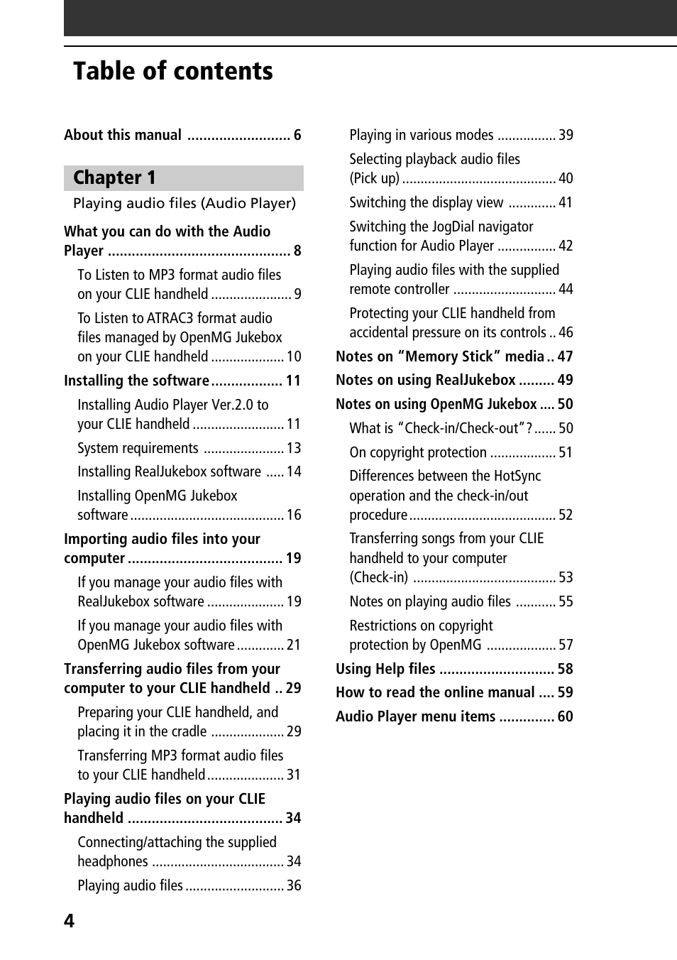 Sony PEG-N710C User Manual | Page 4 / 104