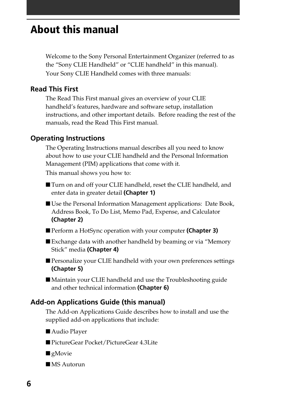 About this manual | Sony PEG-N710C User Manual | Page 6 / 104