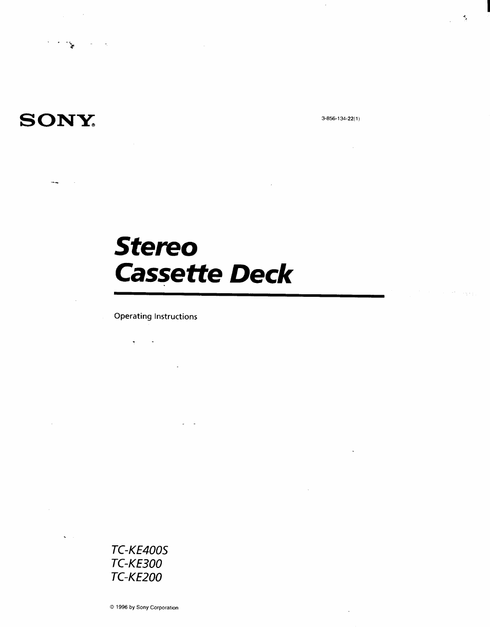 Sony TC-KE400S User Manual | 15 pages