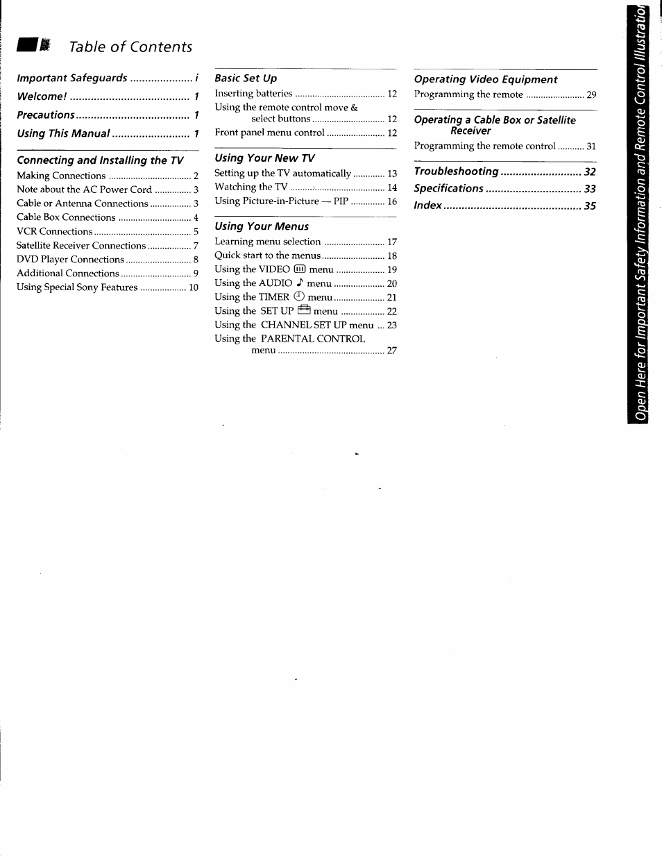 Sony WEGA KV-36FS10 User Manual | Page 2 / 42