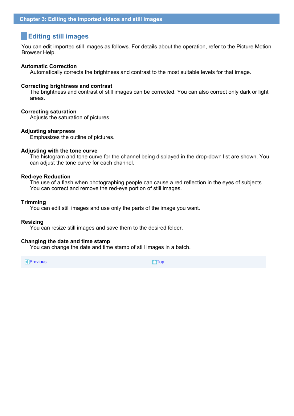 Editing still images | Sony HDR-UX1 User Manual | Page 24 / 91