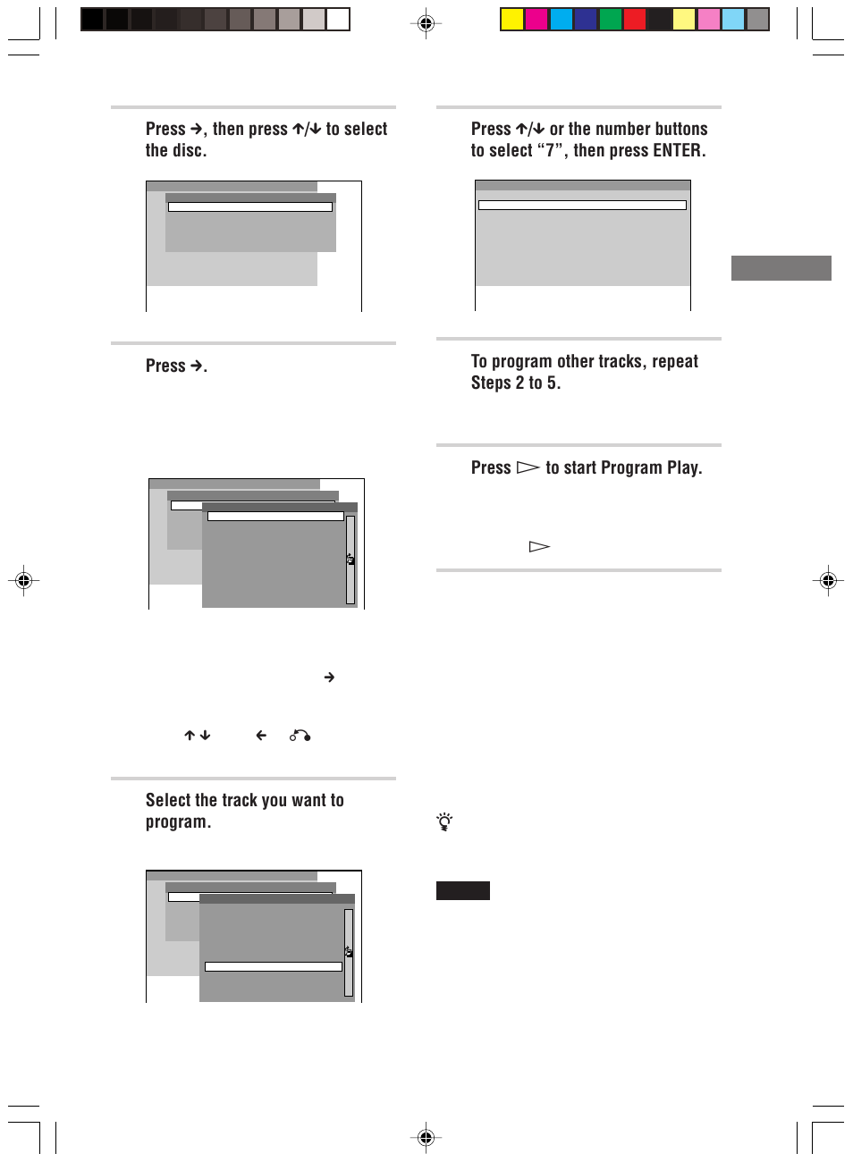 Pla ying discs, Press c , then press x / x to select the disc, Press c | Select the track you want to program, Press h to start program play | Sony HT-C800DP User Manual | Page 37 / 84